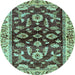 Round Oriental Light Blue Traditional Rug, abs563lblu