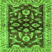 Square Machine Washable Oriental Green Traditional Area Rugs, wshabs563grn