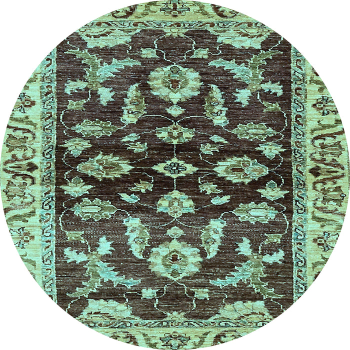 Round Machine Washable Oriental Light Blue Traditional Rug, wshabs563lblu