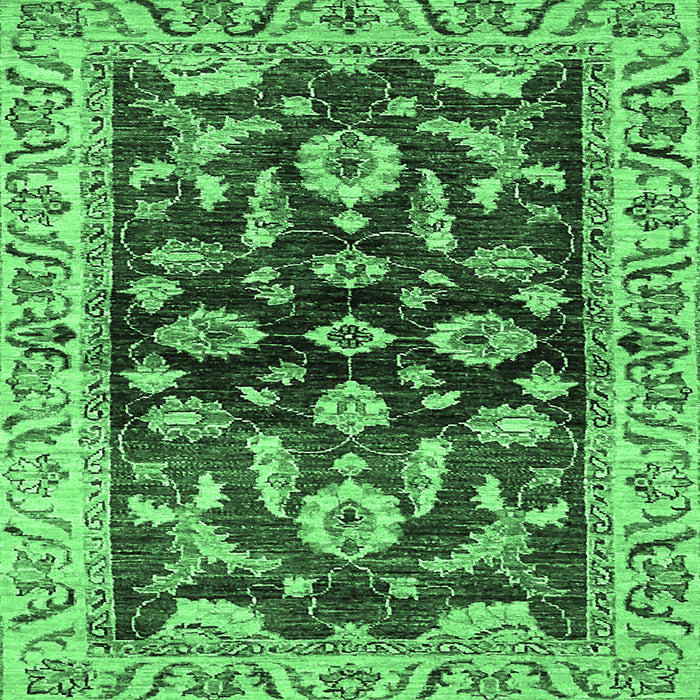 Square Machine Washable Oriental Emerald Green Traditional Area Rugs, wshabs563emgrn