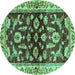 Round Oriental Turquoise Traditional Rug, abs563turq