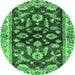 Round Oriental Emerald Green Traditional Rug, abs563emgrn