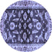 Round Machine Washable Oriental Blue Traditional Rug, wshabs563blu