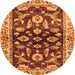 Round Machine Washable Oriental Orange Traditional Area Rugs, wshabs563org