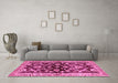 Machine Washable Oriental Pink Traditional Rug in a Living Room, wshabs563pnk