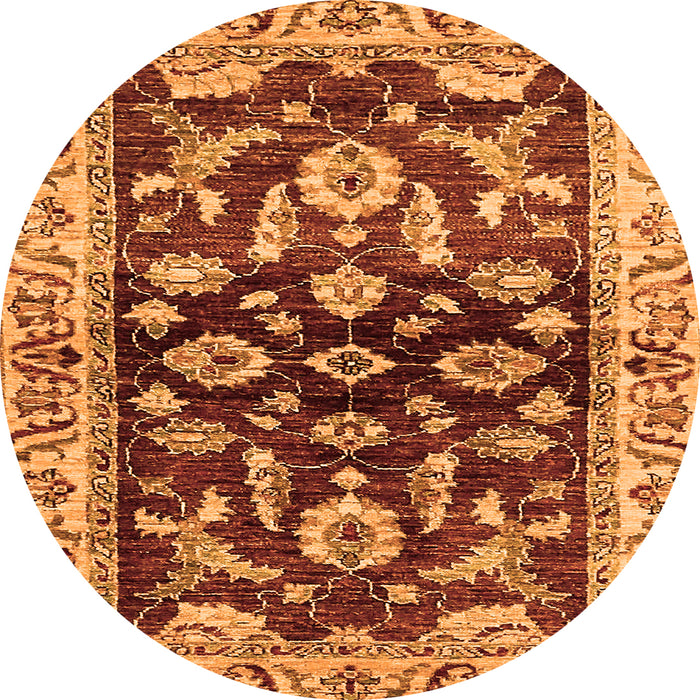 Round Oriental Orange Traditional Rug, abs563org