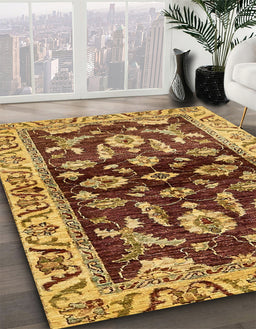 Machine Washable Abstract Saffron Red Rug in a Family Room, wshabs563