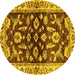 Round Machine Washable Oriental Yellow Traditional Rug, wshabs563yw