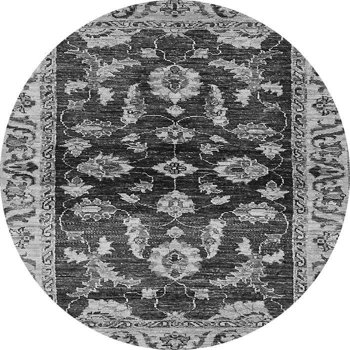 Round Machine Washable Oriental Gray Traditional Rug, wshabs563gry