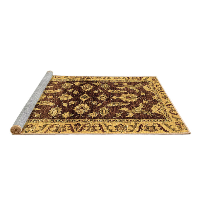 Sideview of Machine Washable Oriental Brown Traditional Rug, wshabs563brn