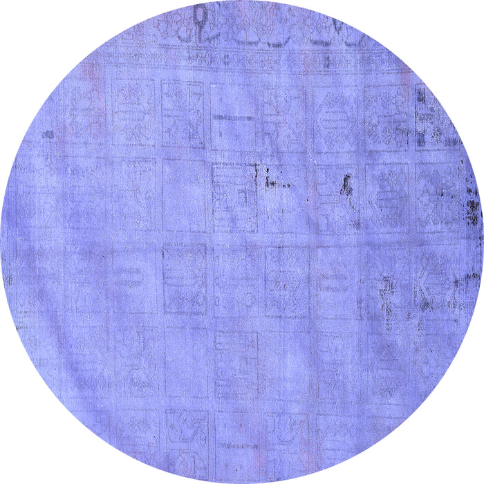 Round Abstract Blue Modern Rug, abs5640blu