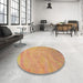 Round Abstract Orange Modern Rug in a Office, abs5640