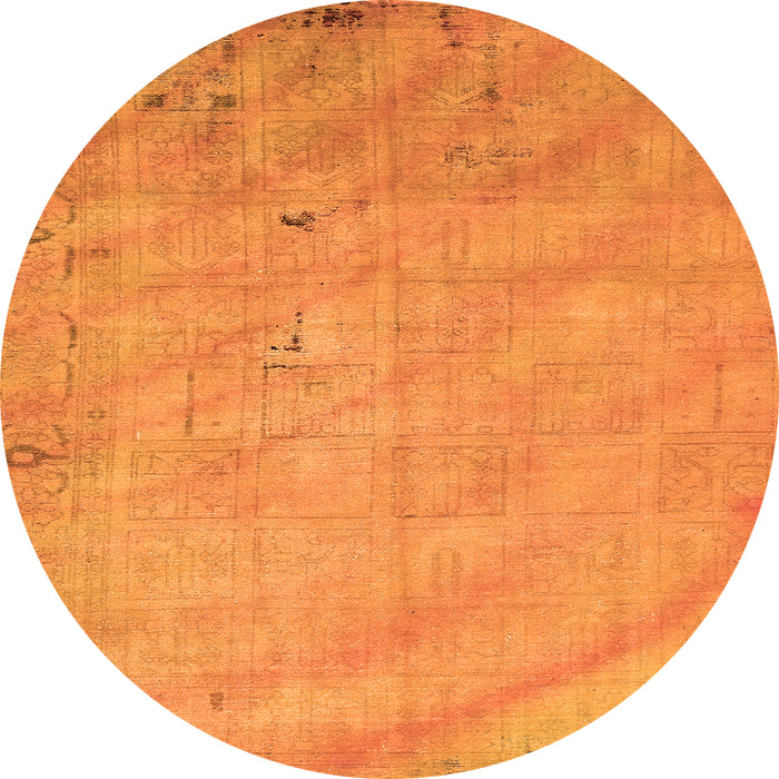Round Abstract Orange Modern Rug, abs5640org