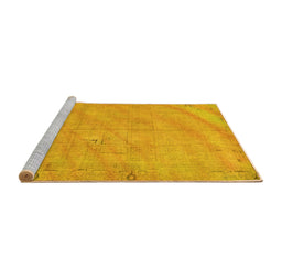 Sideview of Machine Washable Abstract Yellow Modern Rug, wshabs5640yw