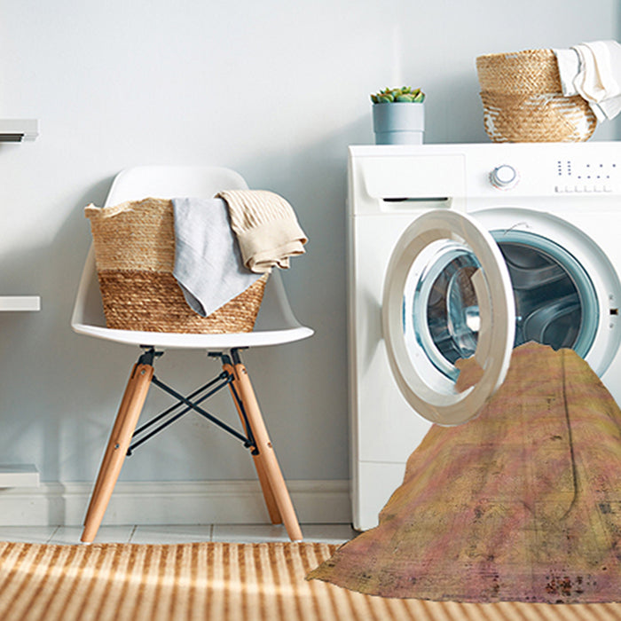 Machine Washable Abstract Orange Rug in a Washing Machine, wshabs5640