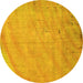 Round Abstract Yellow Modern Rug, abs5640yw