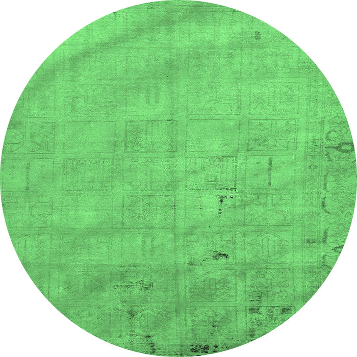 Round Abstract Emerald Green Modern Rug, abs5640emgrn