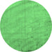 Round Abstract Emerald Green Modern Rug, abs5640emgrn