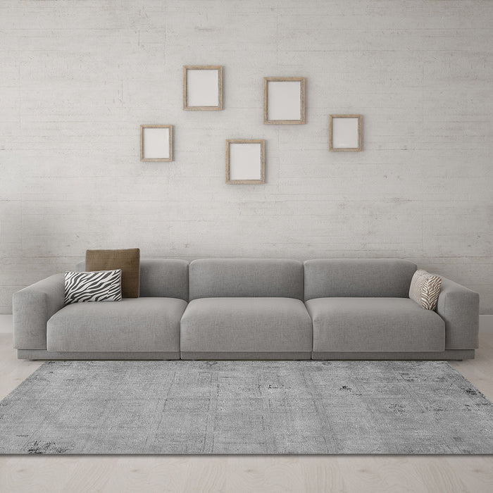 Machine Washable Abstract Gray Modern Rug in a Living Room,, wshabs5640gry