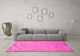 Machine Washable Abstract Pink Modern Rug in a Living Room, wshabs5640pnk