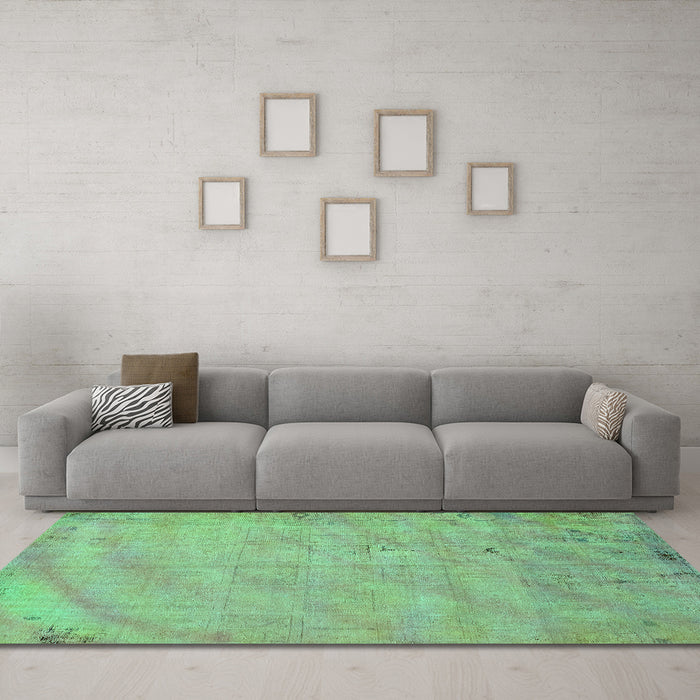 Machine Washable Abstract Turquoise Modern Area Rugs in a Living Room,, wshabs5640turq