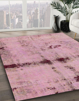 Machine Washable Abstract Purple Pink Rug in a Family Room, wshabs5641