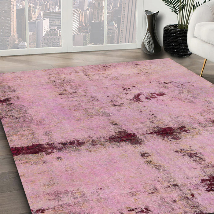 Machine Washable Abstract Purple Pink Rug in a Family Room, wshabs5641