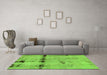 Machine Washable Abstract Green Modern Area Rugs in a Living Room,, wshabs5641grn