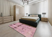 Abstract Purple Pink Modern Rug in a Bedroom, abs5641