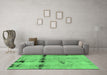 Machine Washable Abstract Emerald Green Modern Area Rugs in a Living Room,, wshabs5641emgrn