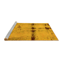 Sideview of Machine Washable Abstract Yellow Modern Rug, wshabs5641yw