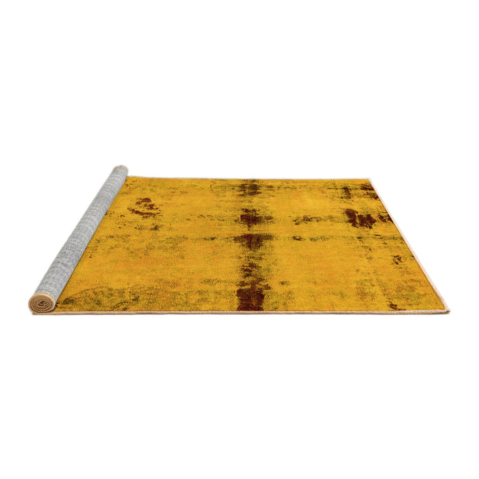 Sideview of Machine Washable Abstract Yellow Modern Rug, wshabs5641yw