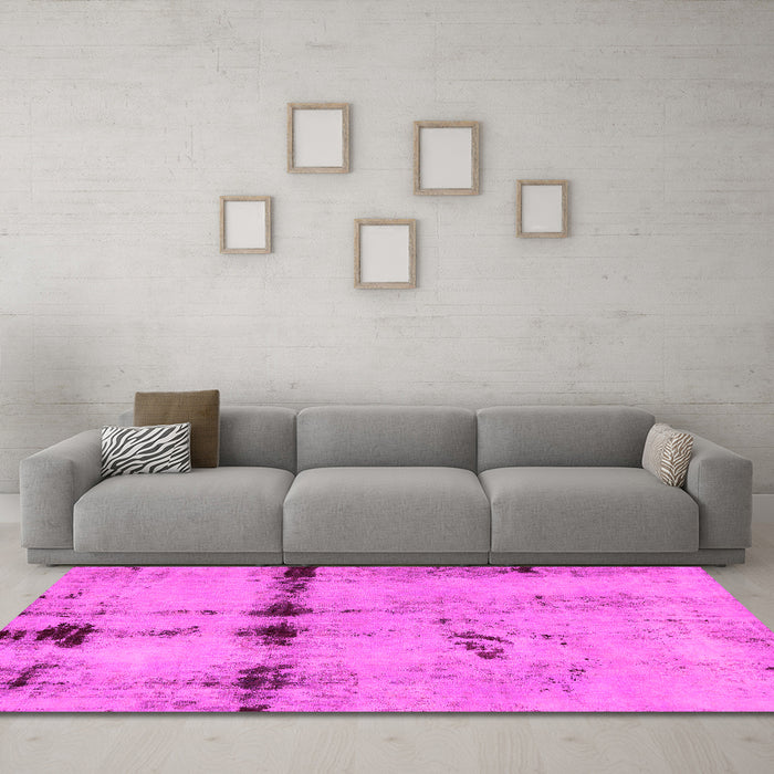 Machine Washable Abstract Pink Modern Rug in a Living Room, wshabs5641pnk