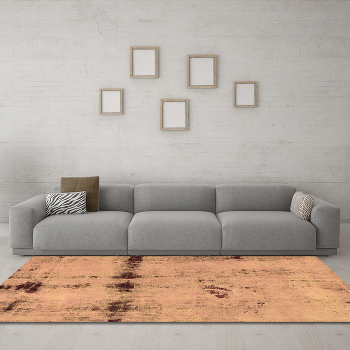Machine Washable Abstract Brown Modern Rug in a Living Room,, wshabs5641brn