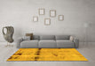 Machine Washable Abstract Yellow Modern Rug in a Living Room, wshabs5641yw