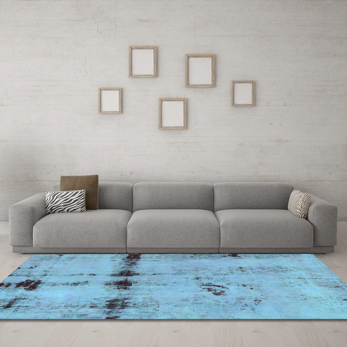 Machine Washable Abstract Light Blue Modern Rug in a Living Room, wshabs5641lblu