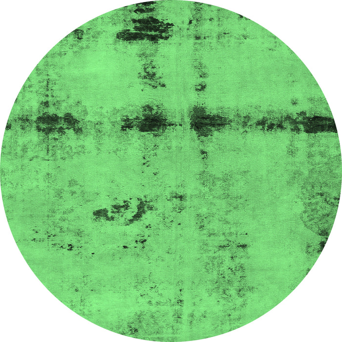 Round Abstract Emerald Green Modern Rug, abs5641emgrn