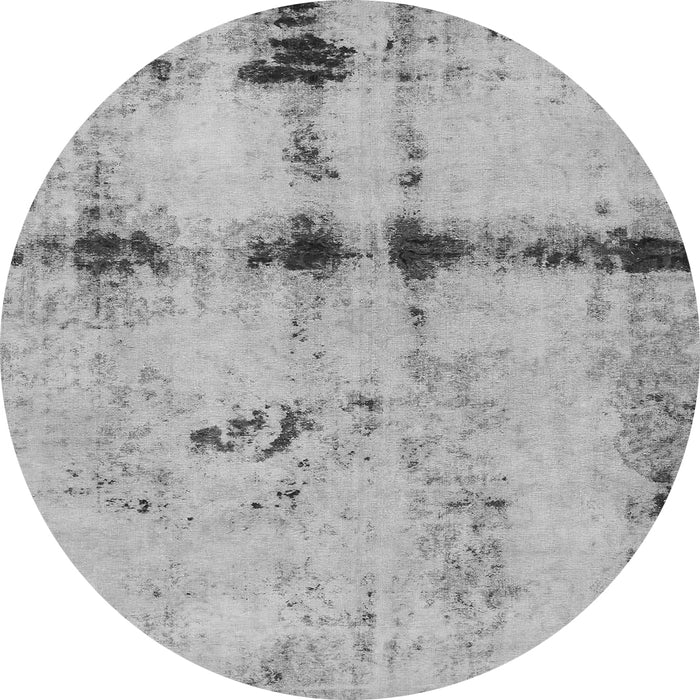 Round Machine Washable Abstract Gray Modern Rug, wshabs5641gry