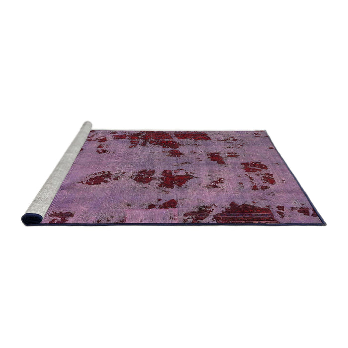 Sideview of Machine Washable Abstract Lilac Purple Rug, wshabs5642