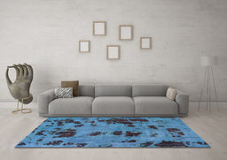 Machine Washable Persian Light Blue Bohemian Rug in a Living Room, wshabs5642lblu