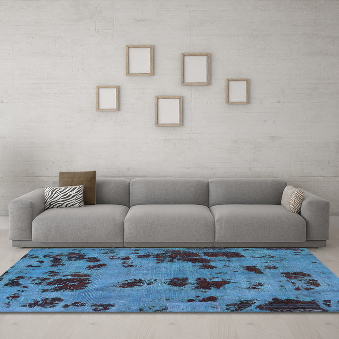 Machine Washable Persian Light Blue Bohemian Rug in a Living Room, wshabs5642lblu
