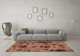 Machine Washable Persian Brown Bohemian Rug in a Living Room,, wshabs5642brn