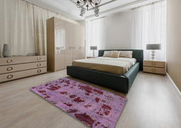 Abstract Lilac Purple Persian Rug in a Bedroom, abs5642