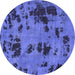 Round Persian Blue Bohemian Rug, abs5642blu