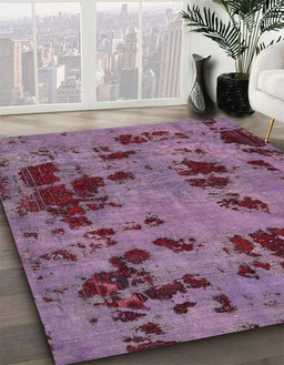 Machine Washable Abstract Lilac Purple Rug in a Family Room, wshabs5642