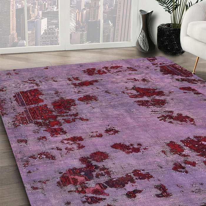 Machine Washable Abstract Lilac Purple Rug in a Family Room, wshabs5642