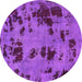 Round Machine Washable Persian Purple Bohemian Area Rugs, wshabs5642pur