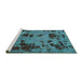 Sideview of Machine Washable Persian Turquoise Bohemian Area Rugs, wshabs5642turq