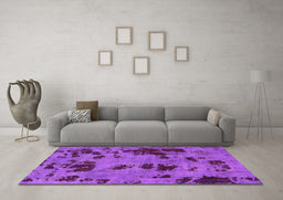 Machine Washable Persian Purple Bohemian Area Rugs in a Living Room, wshabs5642pur