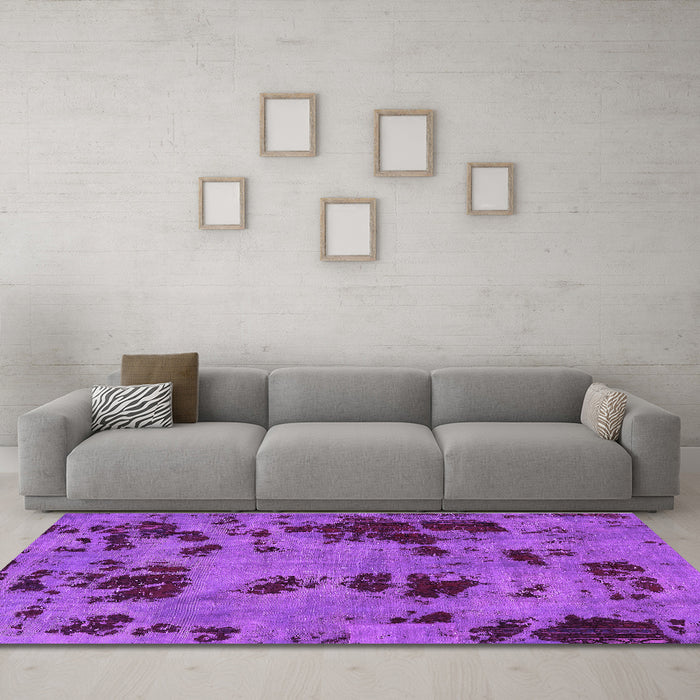 Machine Washable Persian Purple Bohemian Area Rugs in a Living Room, wshabs5642pur